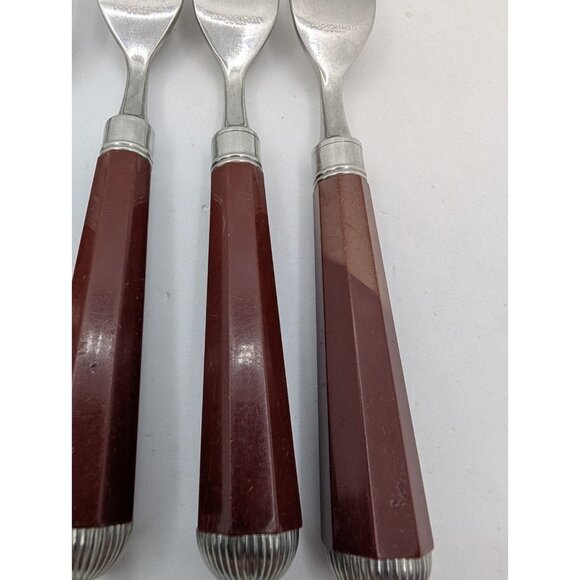 Laslo for Mikasa Silverware Plastic handle Burgundy faceted 17 Pieces HTF READ - Picture 10 of 16